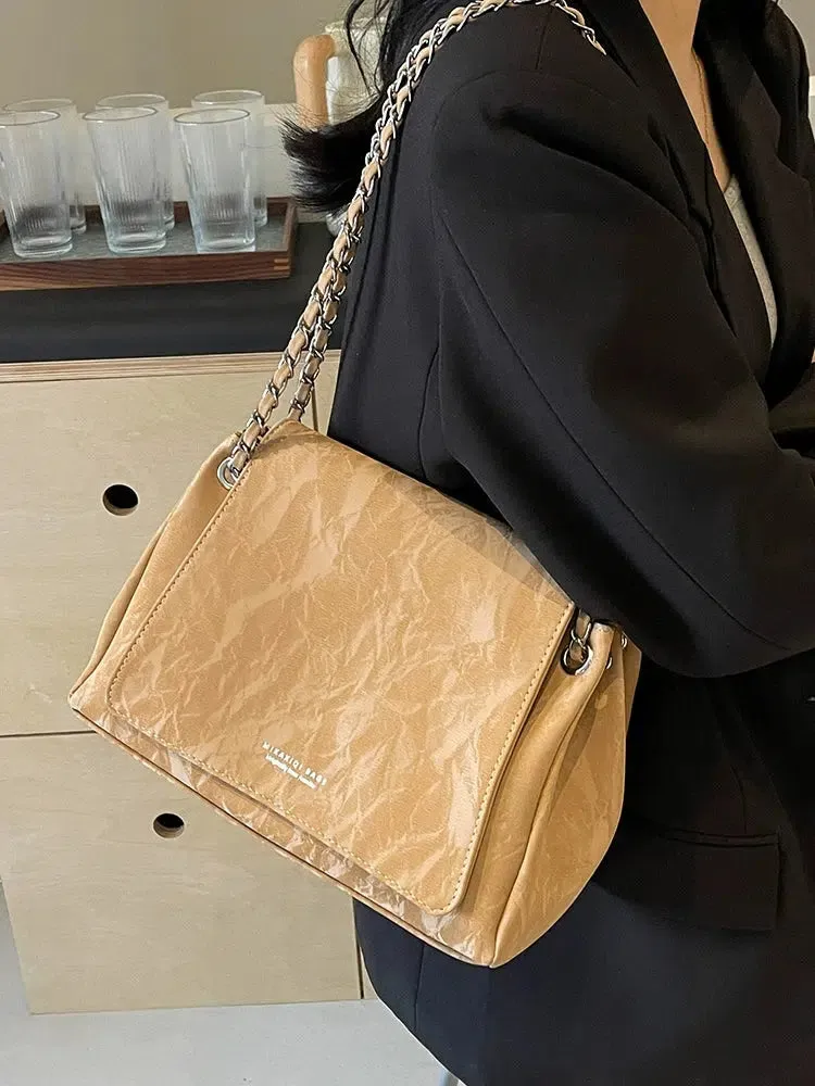 Chain Strap Slouchy Shoulder Bag