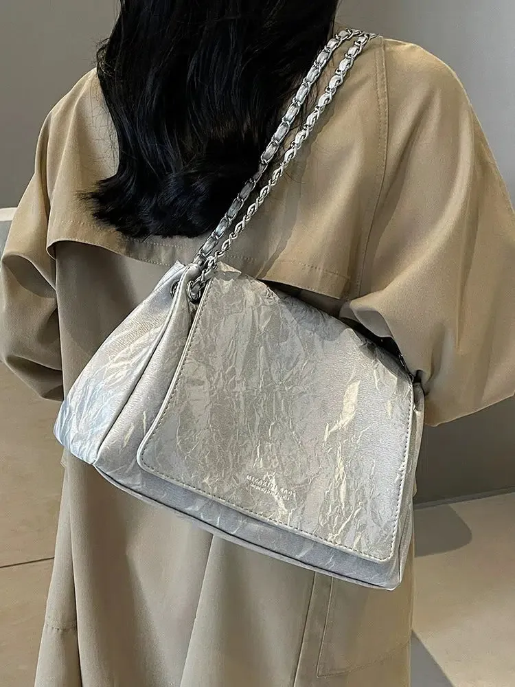 Chain Strap Slouchy Shoulder Bag