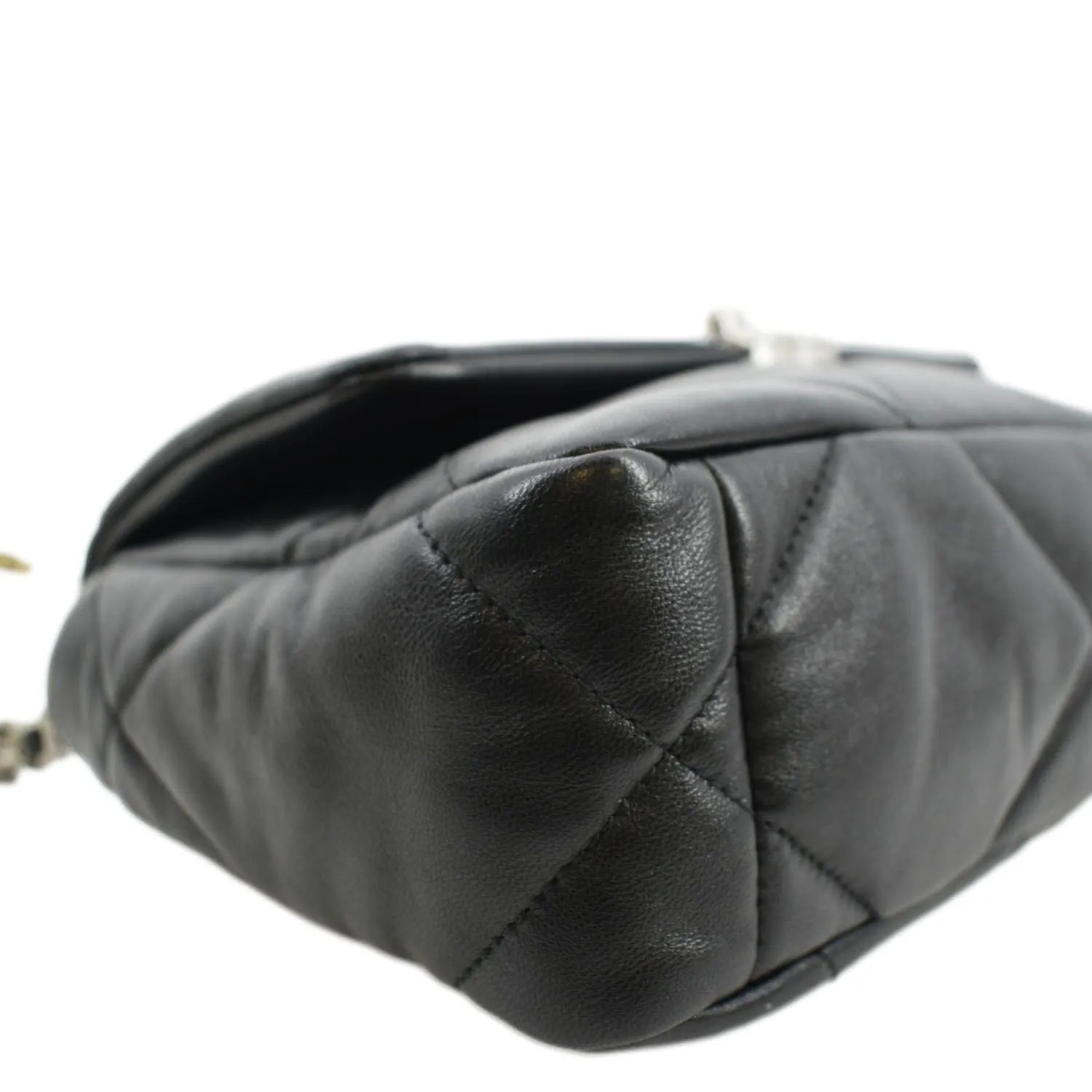 CHANEL 19 Small Flap Quilted Lambskin Leather Shoulder Bag Black