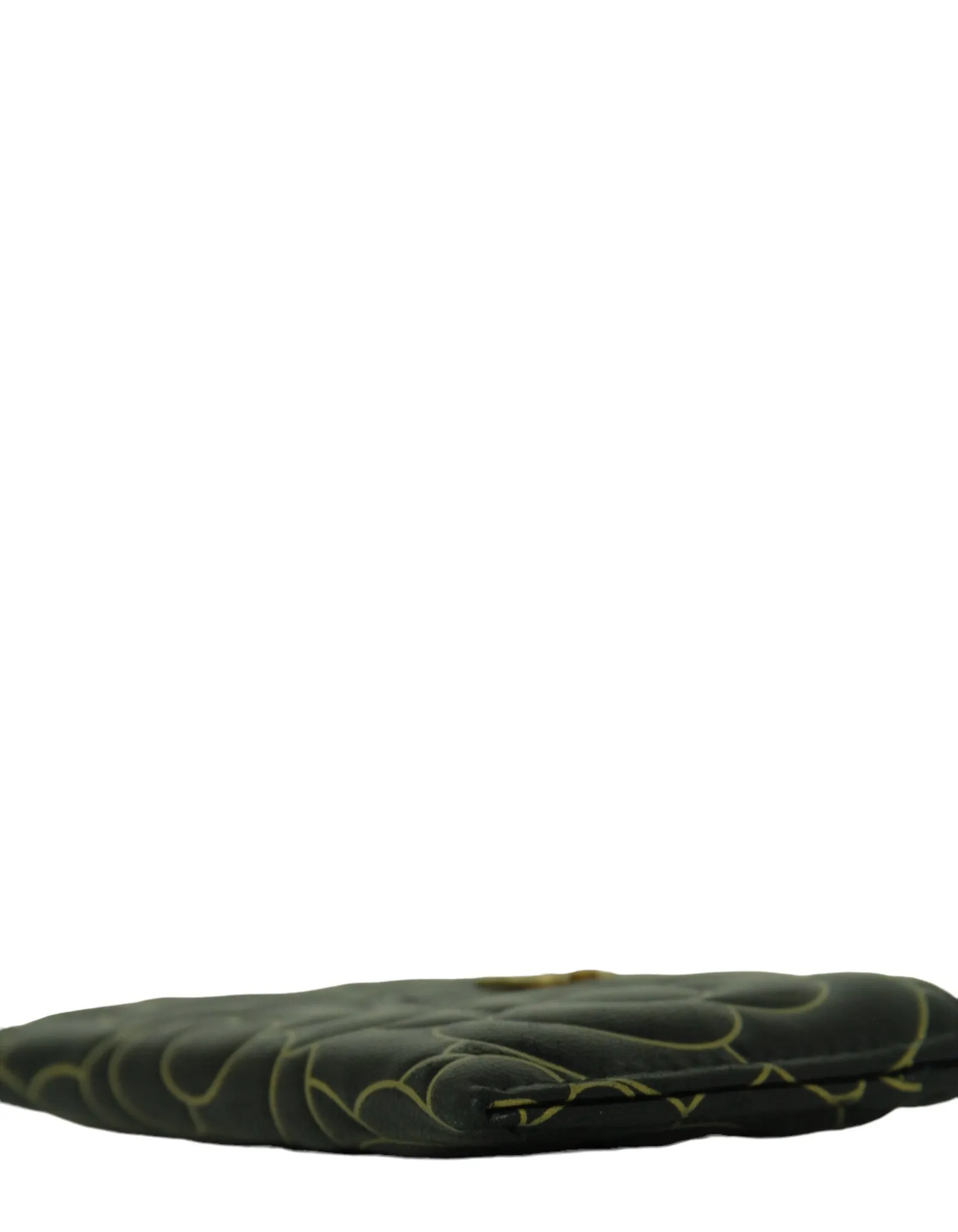 Chanel Black Goatskin Camellia Embossed Card Holder