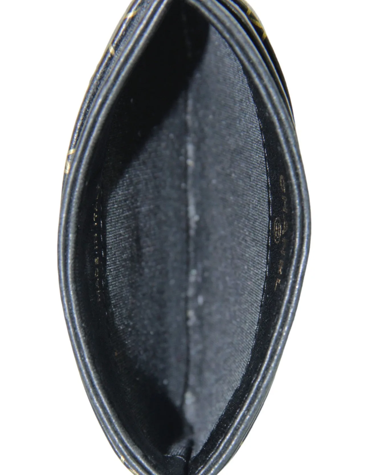 Chanel Black Goatskin Camellia Embossed Card Holder