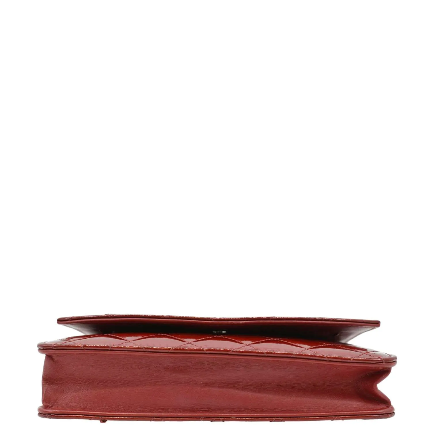 CHANEL Brilliant WOC Quilted Patent Leather Crossbody Wallet Red
