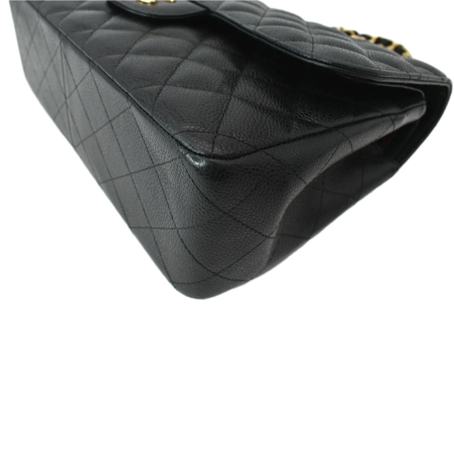 CHANEL Classic Double Flap Caviar Leather Shoulder Bag Black