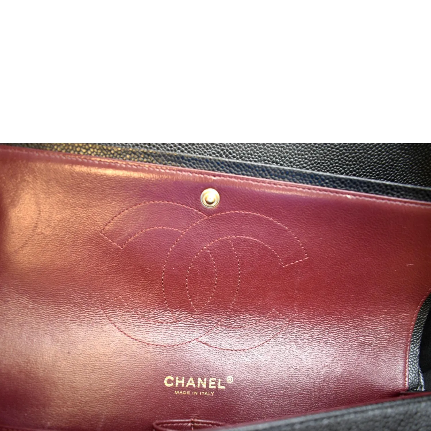 CHANEL Classic Double Flap Caviar Leather Shoulder Bag Black