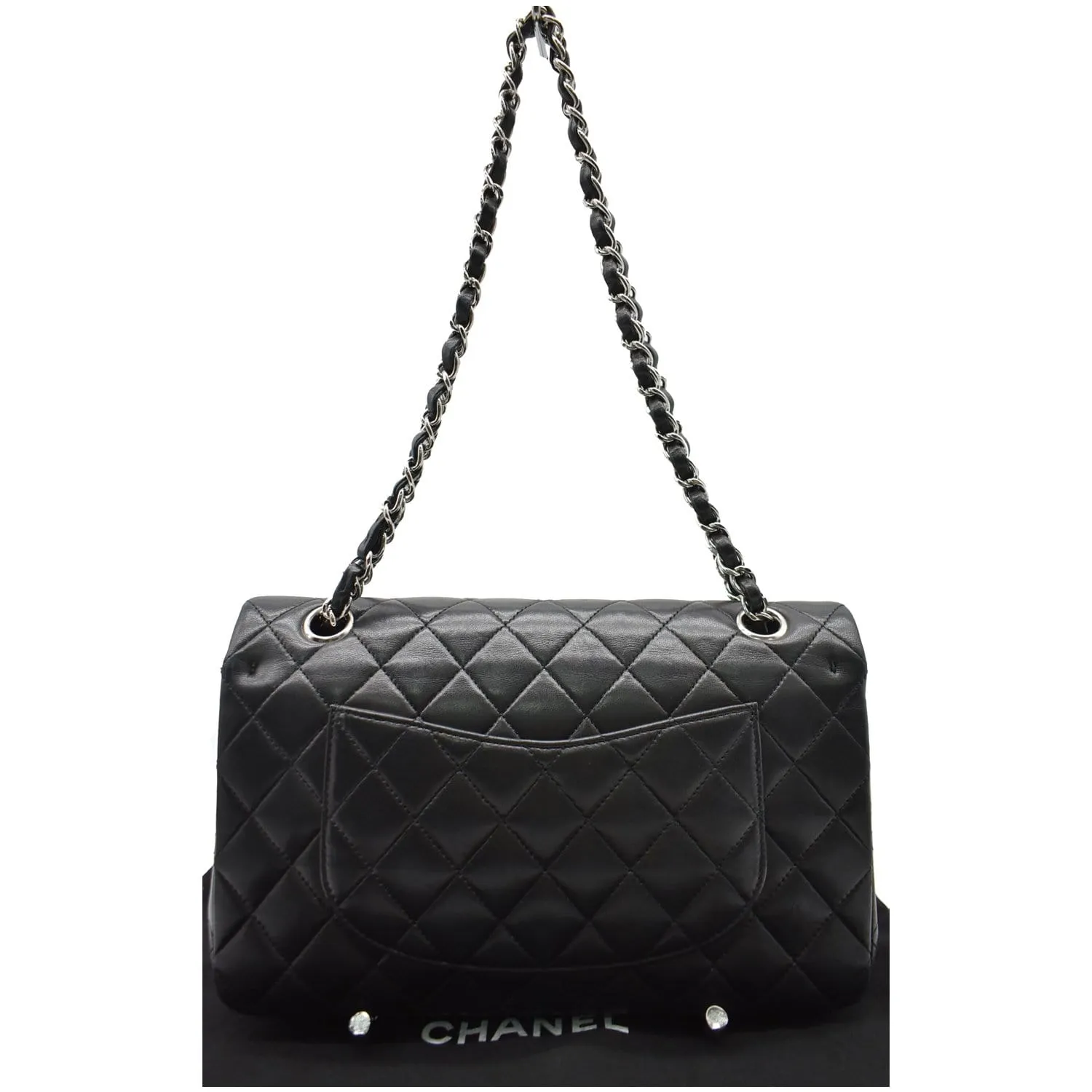 CHANEL Classic Double Flap Medium Leather Shoulder Bag Black