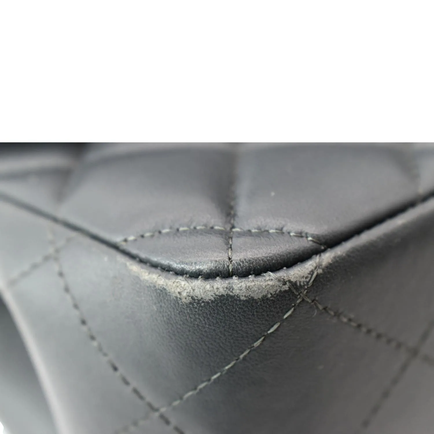 CHANEL Classic Jumbo Double Flap Lambskin Leather Shoulder Bag Dark Gray