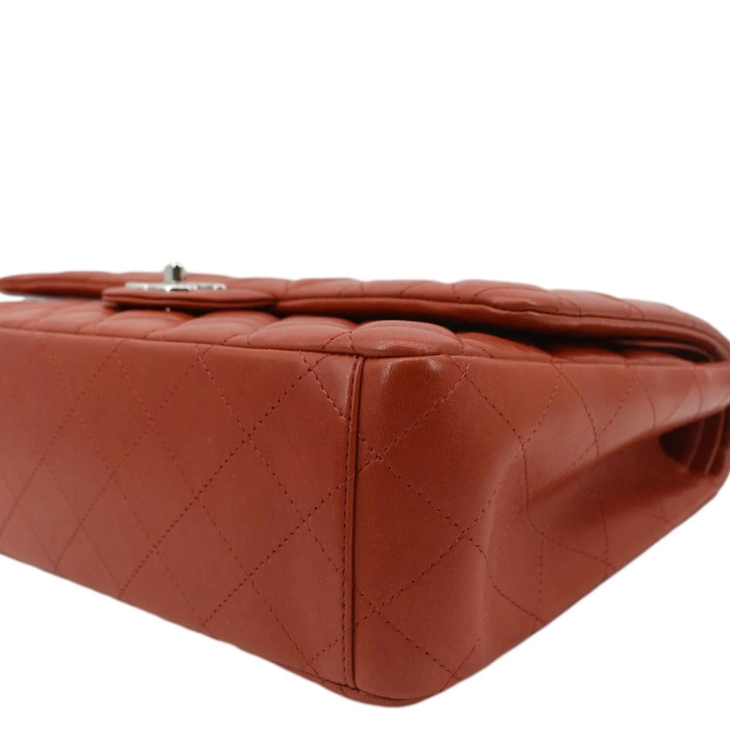 CHANEL Classic Maxi Double Flap Quilted Leather Shoulder Bag Red
