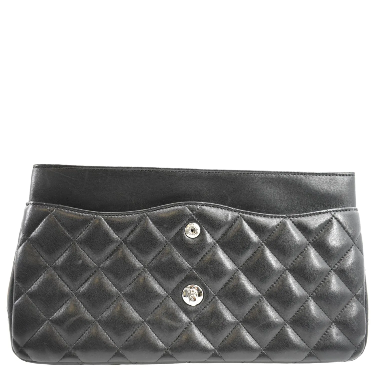 CHANEL Classic Medium Double Flap Quilted Lambskin Leather Shoulder Bag Black