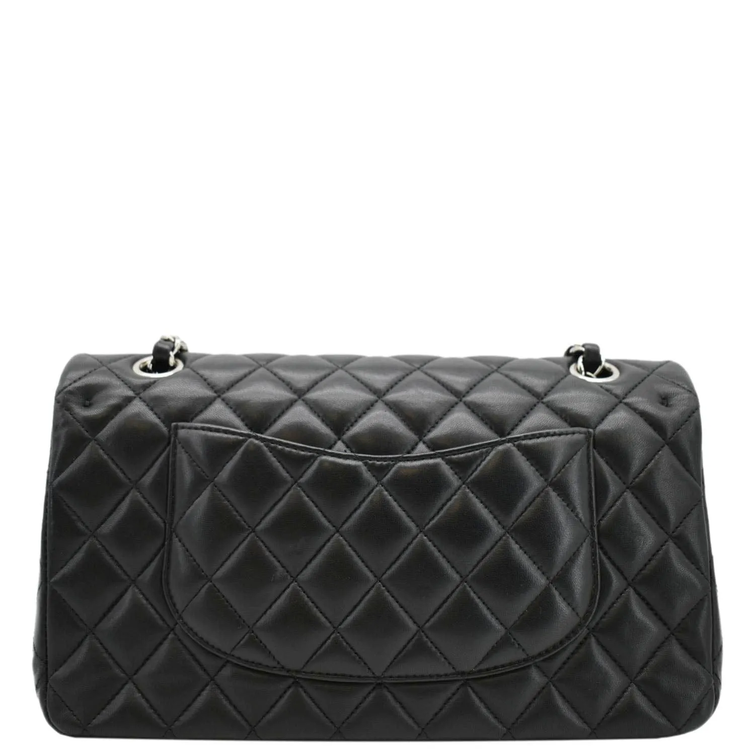 CHANEL Classic Medium Double Flap Quilted Leather Shoulder Bag Black
