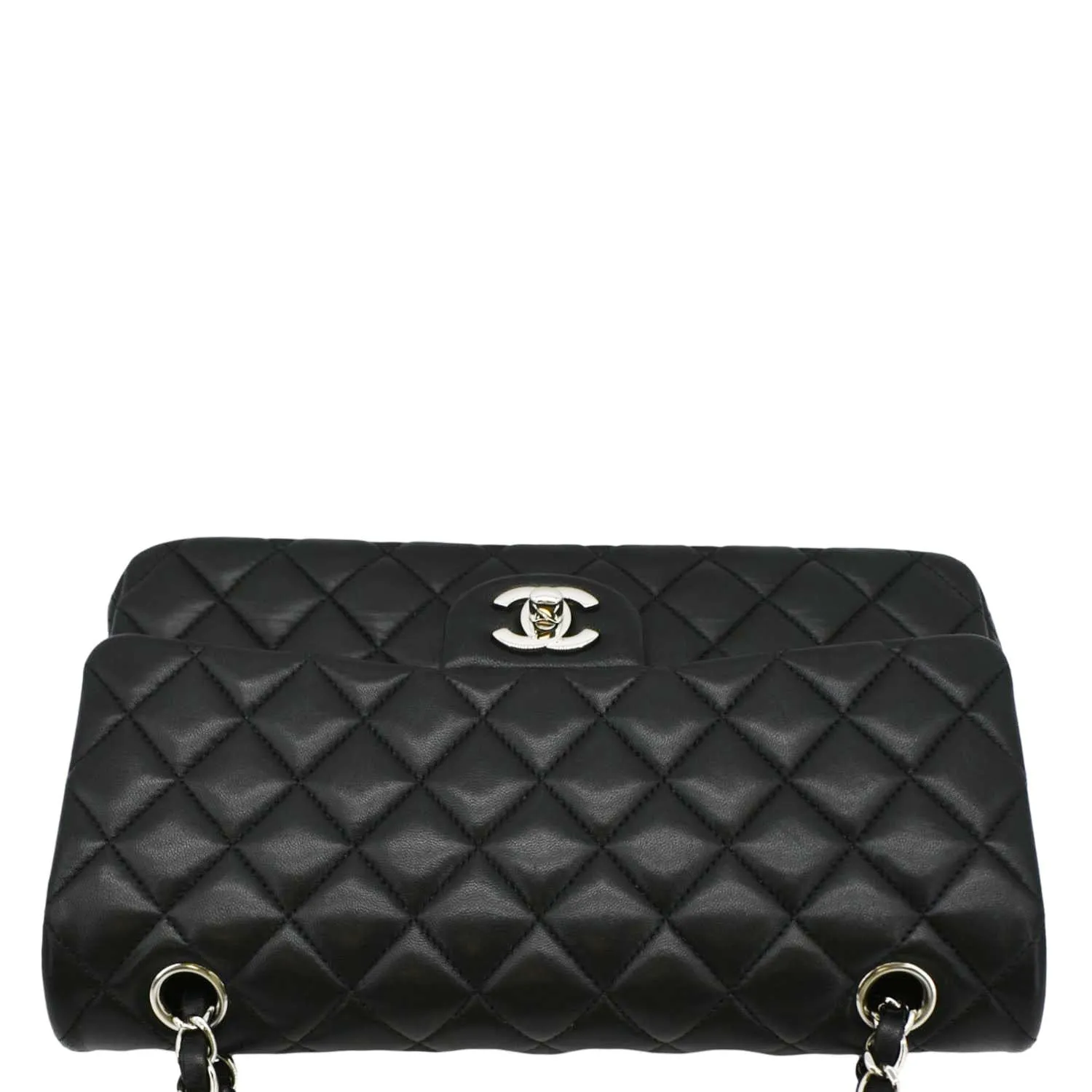 CHANEL Classic Medium Double Flap Quilted Leather Shoulder Bag Black