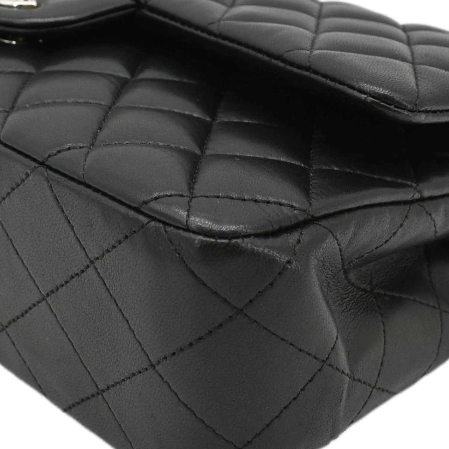 CHANEL Classic Medium Double Flap Quilted Leather Shoulder Bag Black