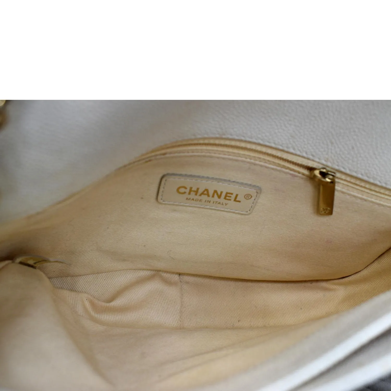 CHANEL Coco Cuba Caviar Leather Top Handle Shoulder Bag Ivory