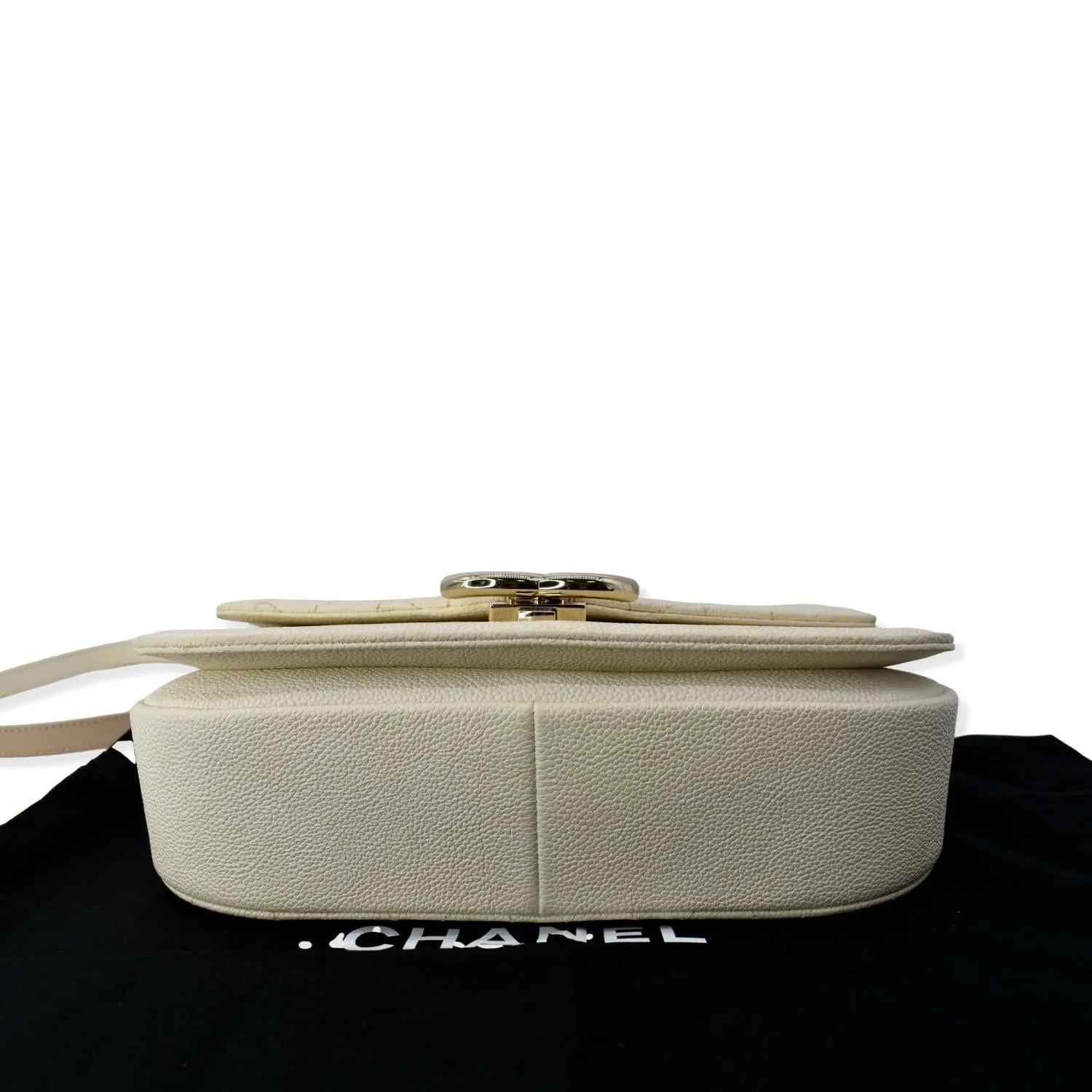 CHANEL Coco Cuba Caviar Leather Top Handle Shoulder Bag Ivory