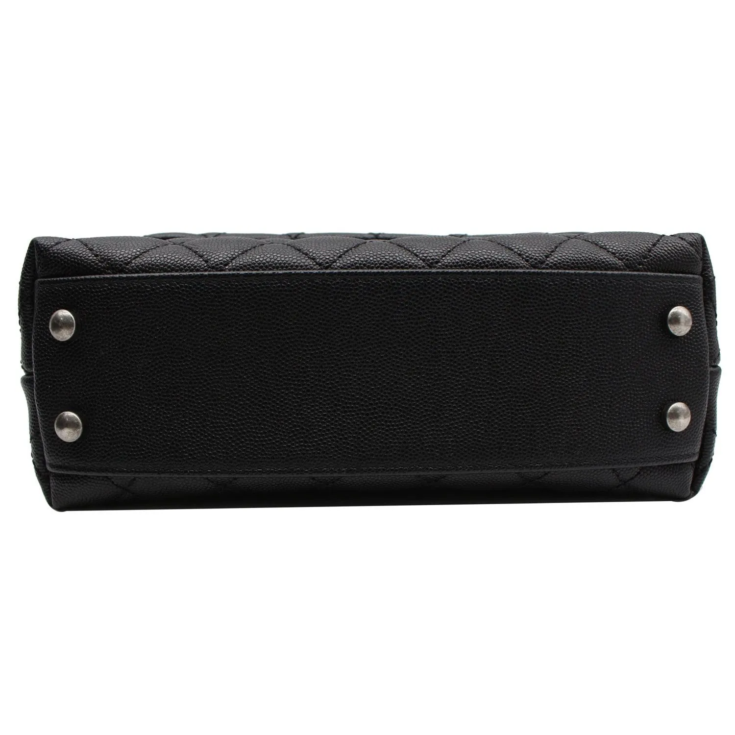 CHANEL Coco Mini Top Lizard Handle Caviar Leather Shoulder Bag Black