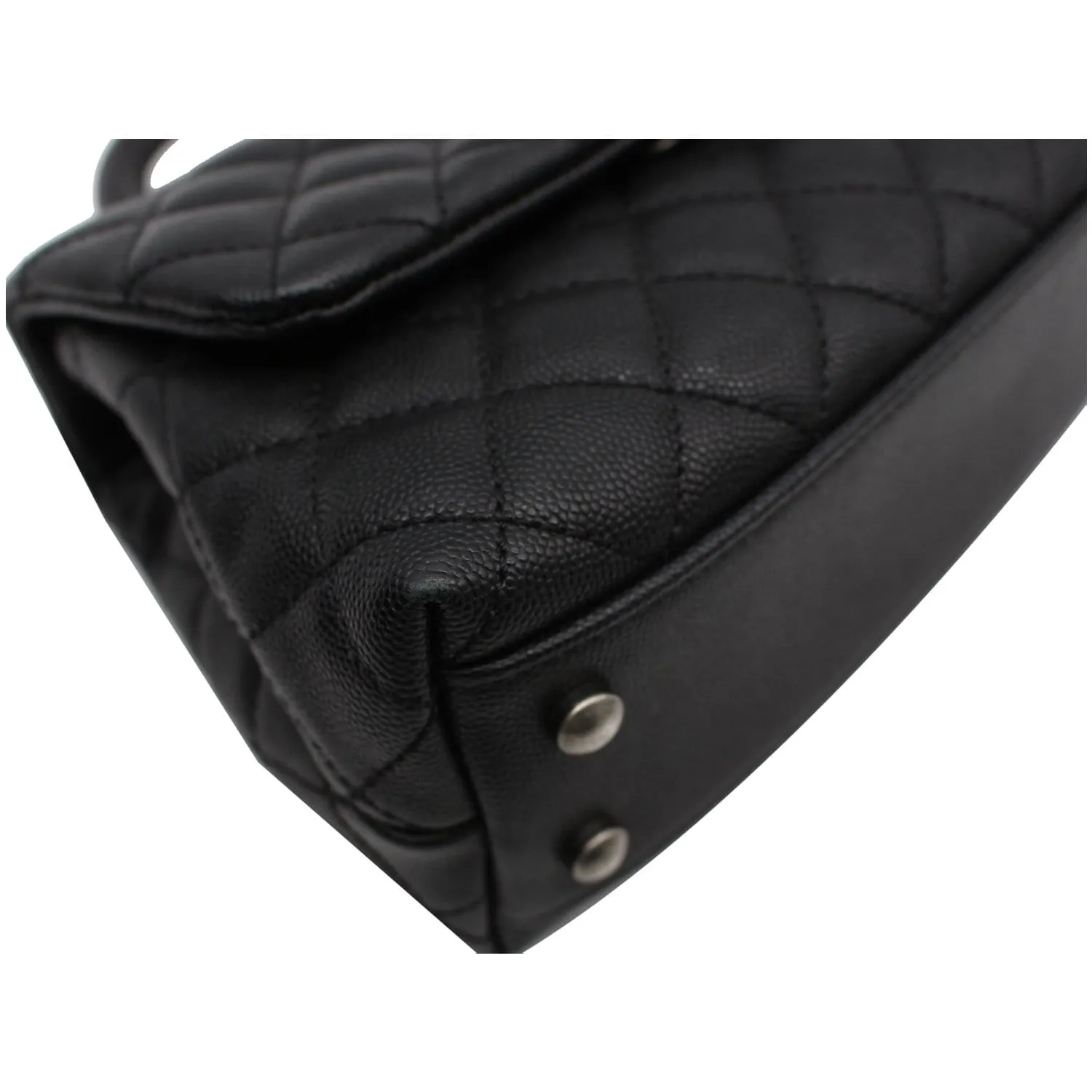 CHANEL Coco Mini Top Lizard Handle Caviar Leather Shoulder Bag Black