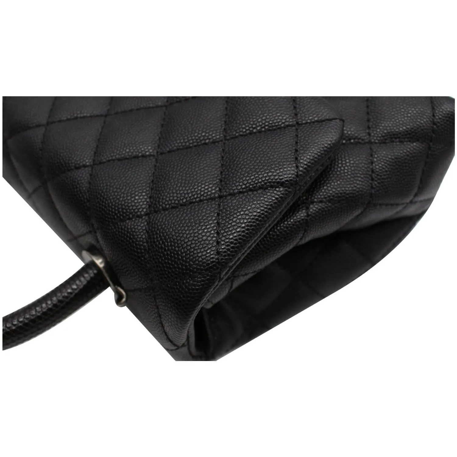 CHANEL Coco Mini Top Lizard Handle Caviar Leather Shoulder Bag Black