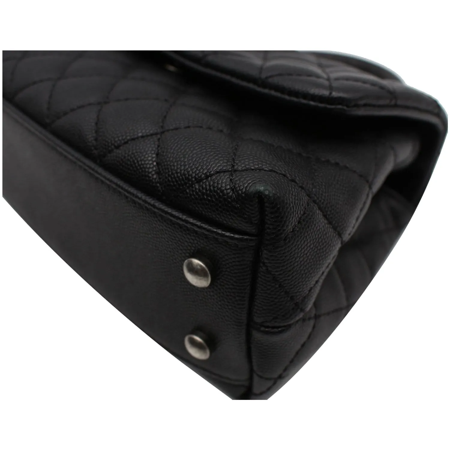 CHANEL Coco Mini Top Lizard Handle Caviar Leather Shoulder Bag Black