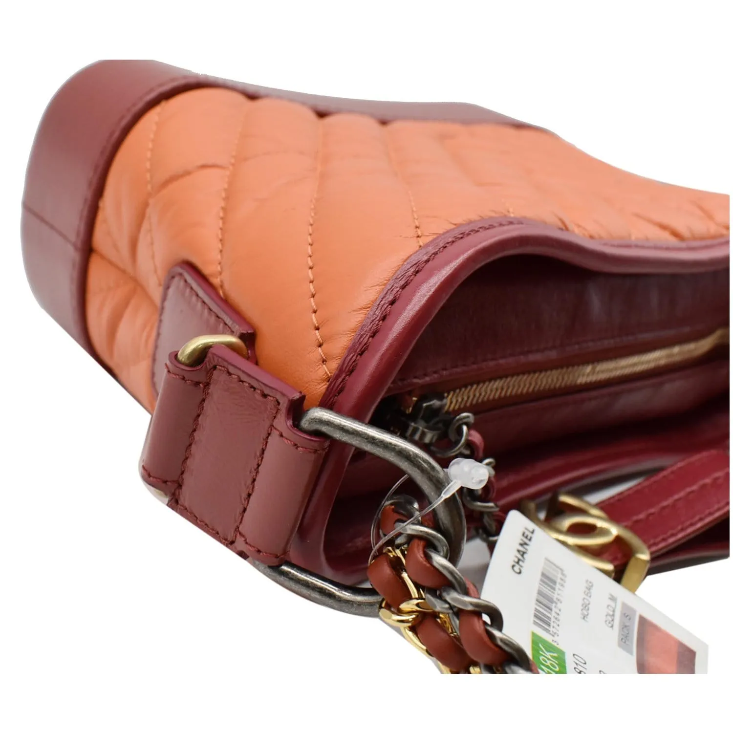 CHANEL Gabrielle Small Aged Calfskin Leather Hobo Crossbody Bag Orange