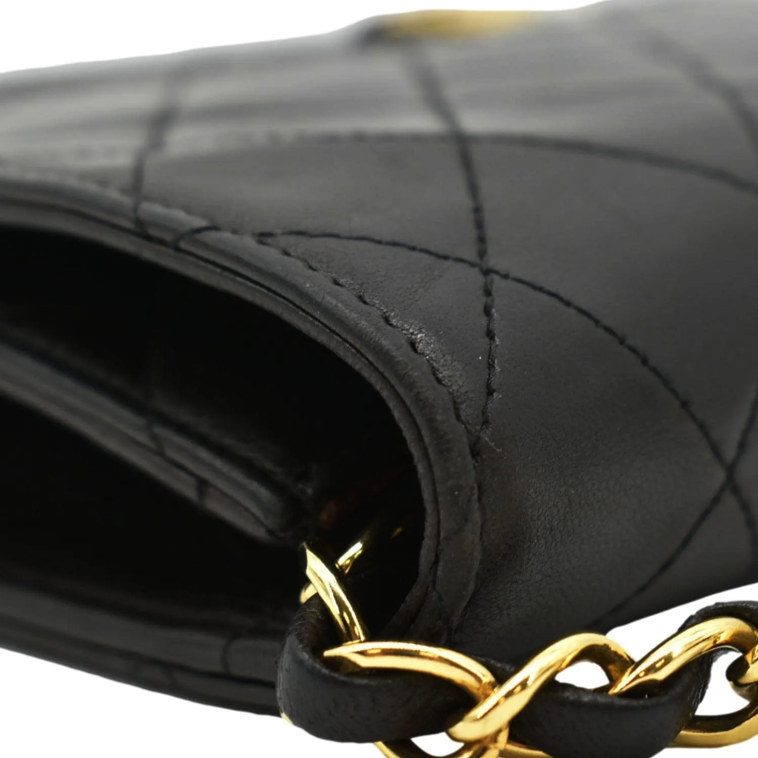CHANEL Half Flap Medium Quilted Leather Shoulder Bag Black