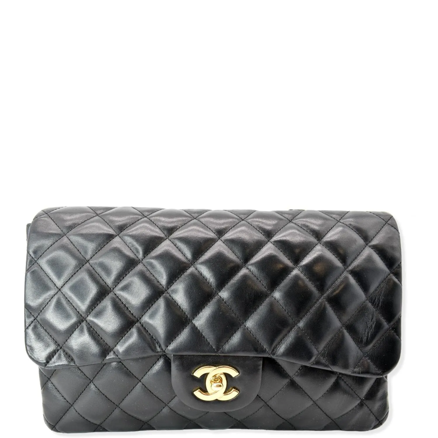 CHANEL Jumbo Classic Single Flap Lambskin Shoulder Bag Black