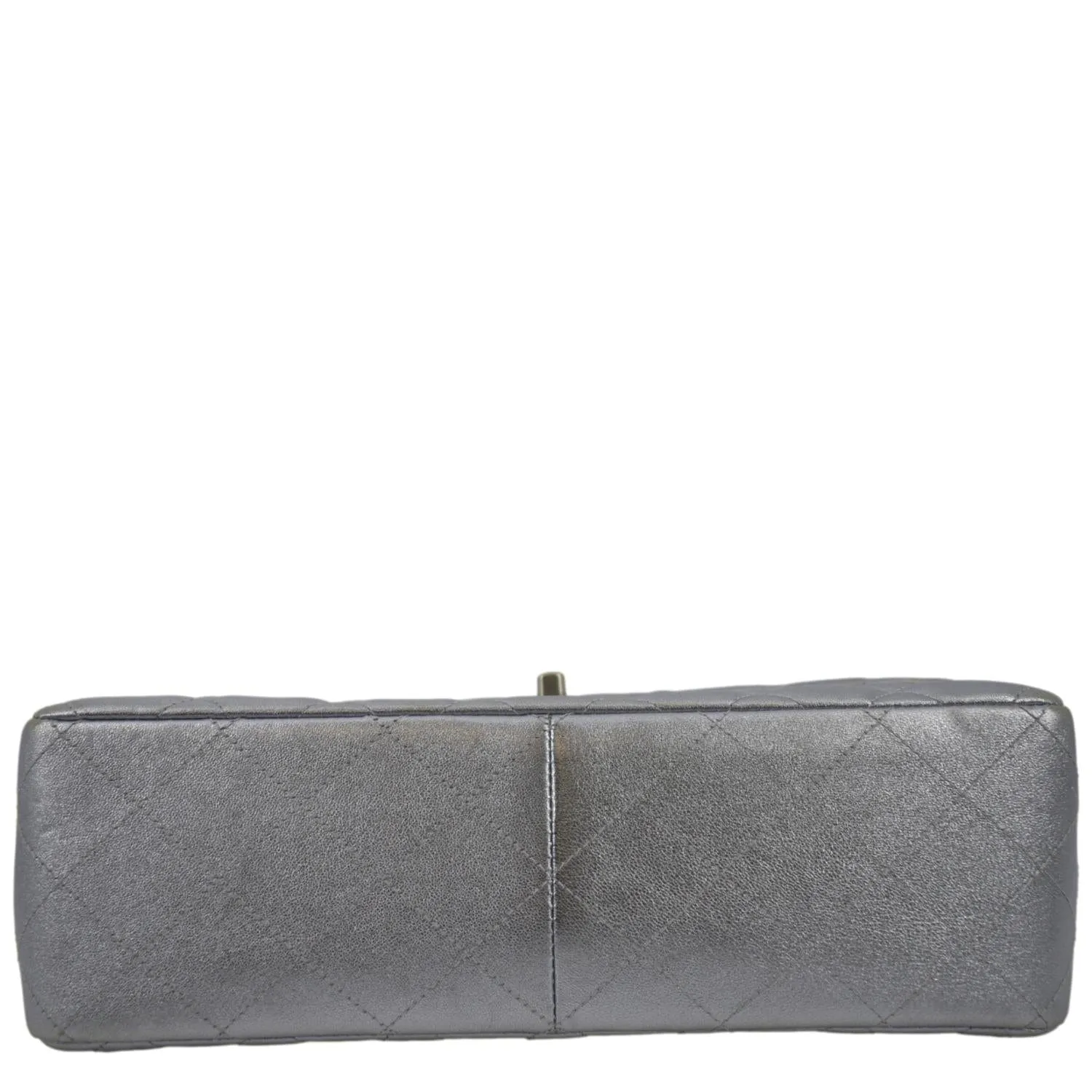 CHANEL Jumbo Flap Quilted Leather Shoulder Bag Silver