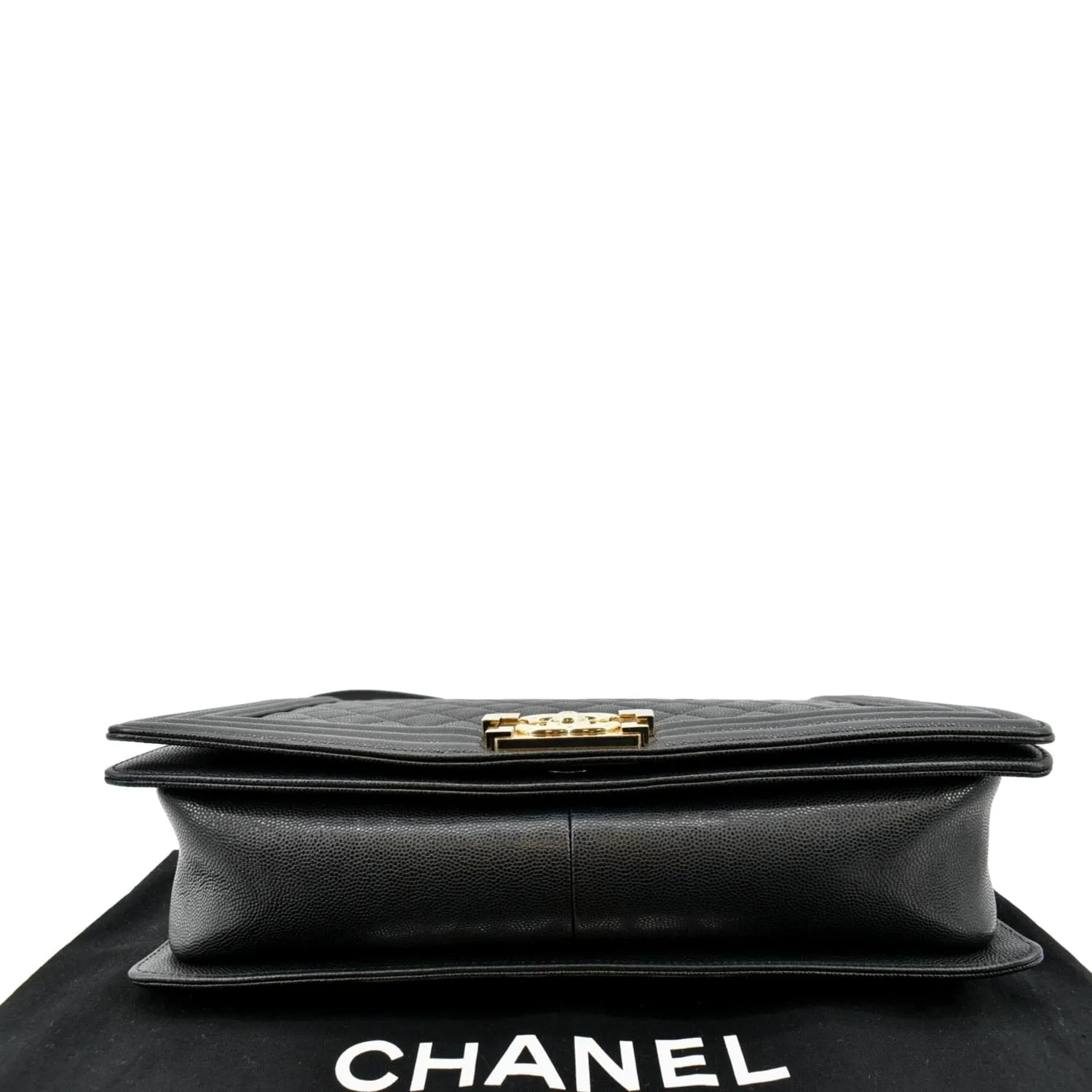 CHANEL Large Boy Flap Caviar Leather Shoulder Bag Black