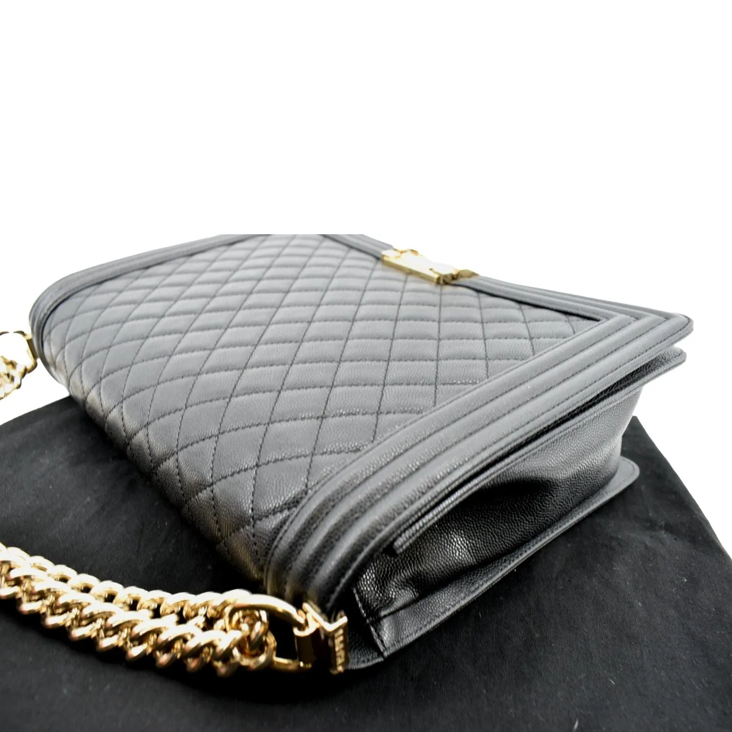 CHANEL Large Boy Flap Caviar Leather Shoulder Bag Black