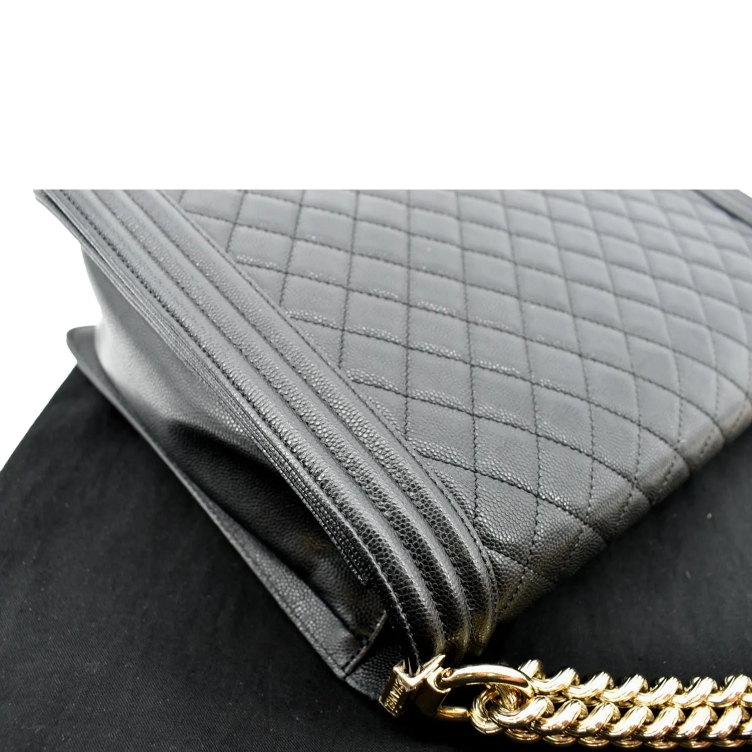 CHANEL Large Boy Flap Caviar Leather Shoulder Bag Black
