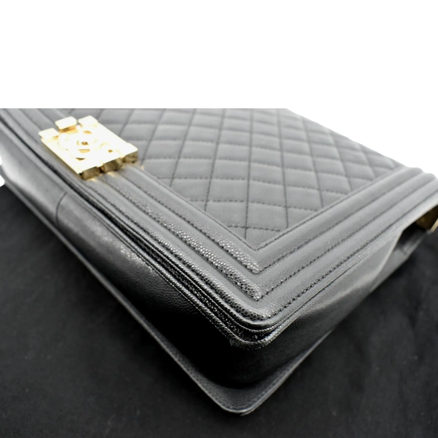 CHANEL Large Boy Flap Caviar Leather Shoulder Bag Black