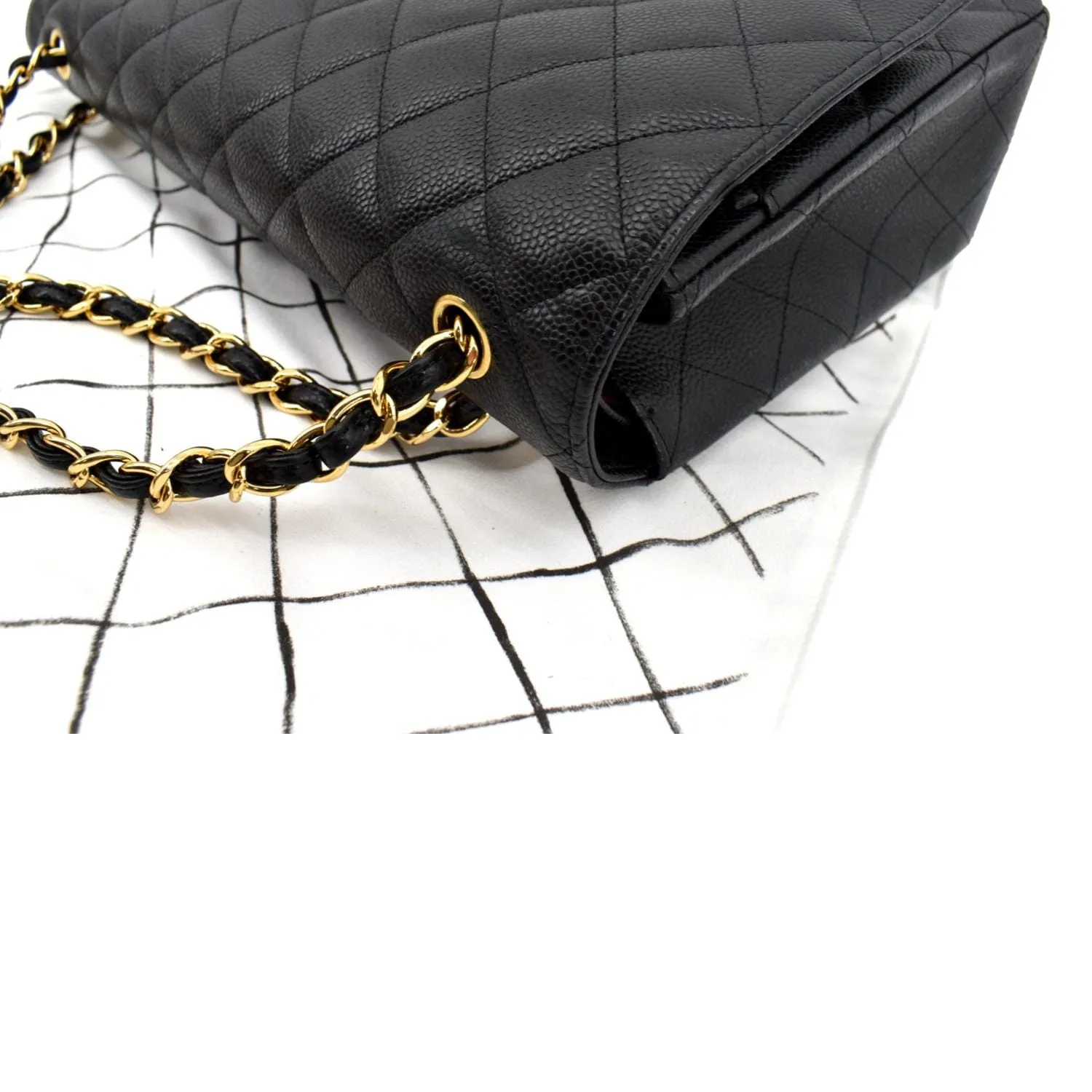 CHANEL Maxi Classic Flap Caviar Leather Shoulder Bag Black