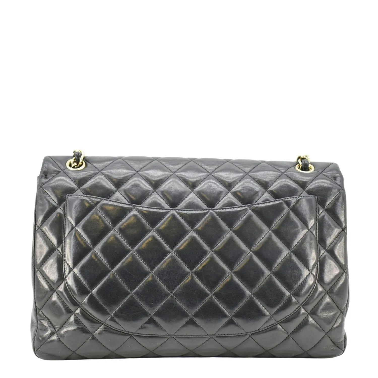 CHANEL Maxi Classic Single Flap Quilted Leather Crossbody Bag Black