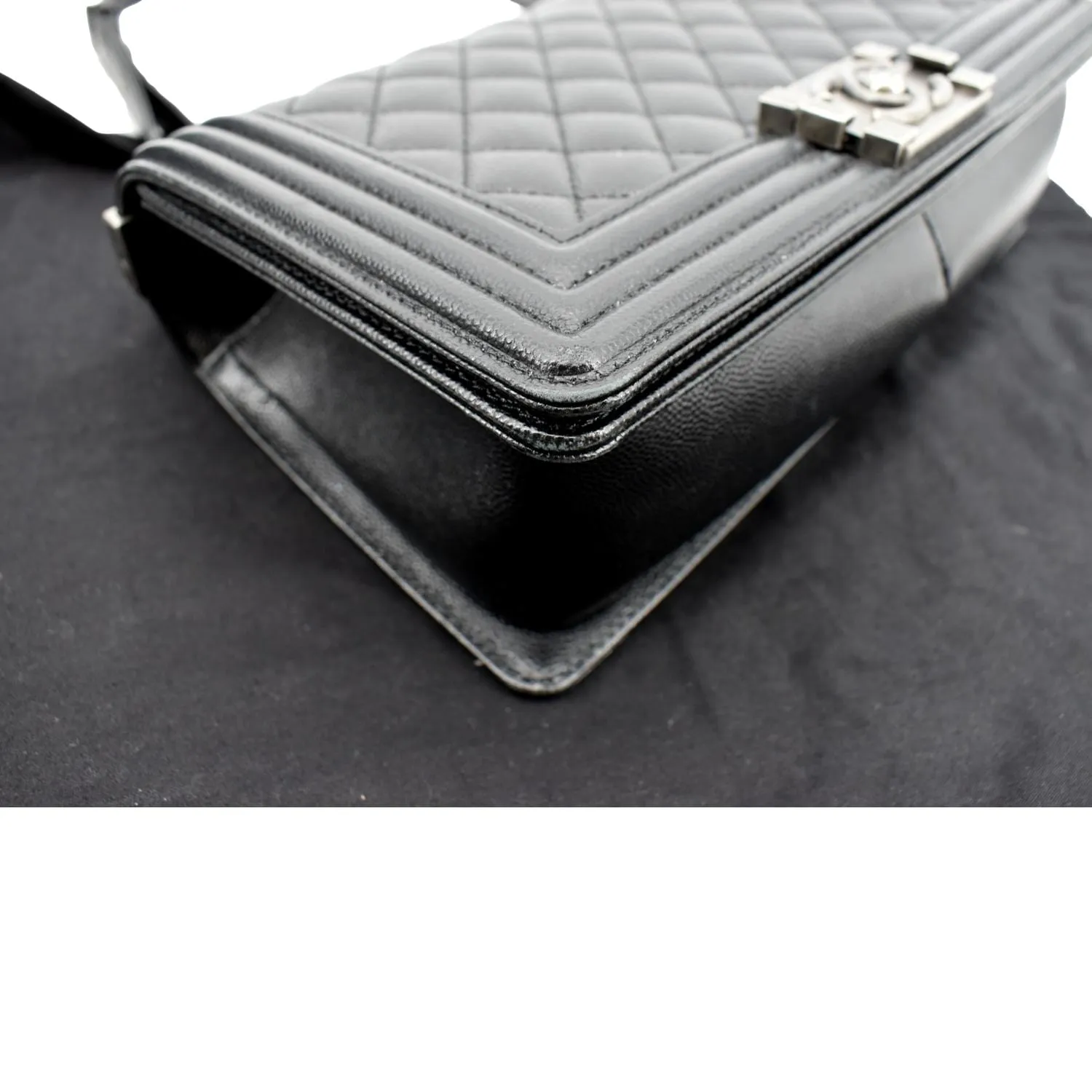 CHANEL Medium Boy Flap Caviar Leather Shoulder Bag Black