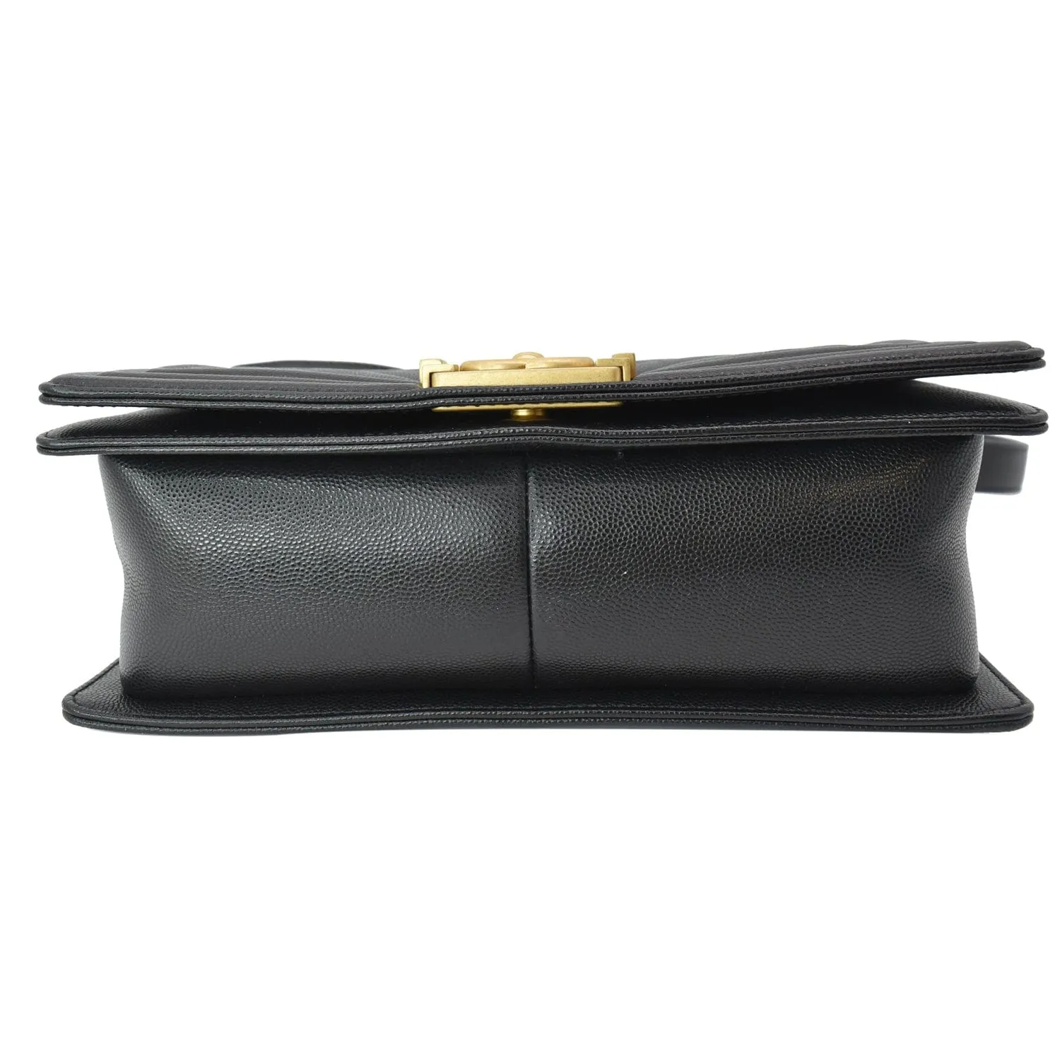 CHANEL Medium Boy Flap Chevron Leather Shoulder Bag Black