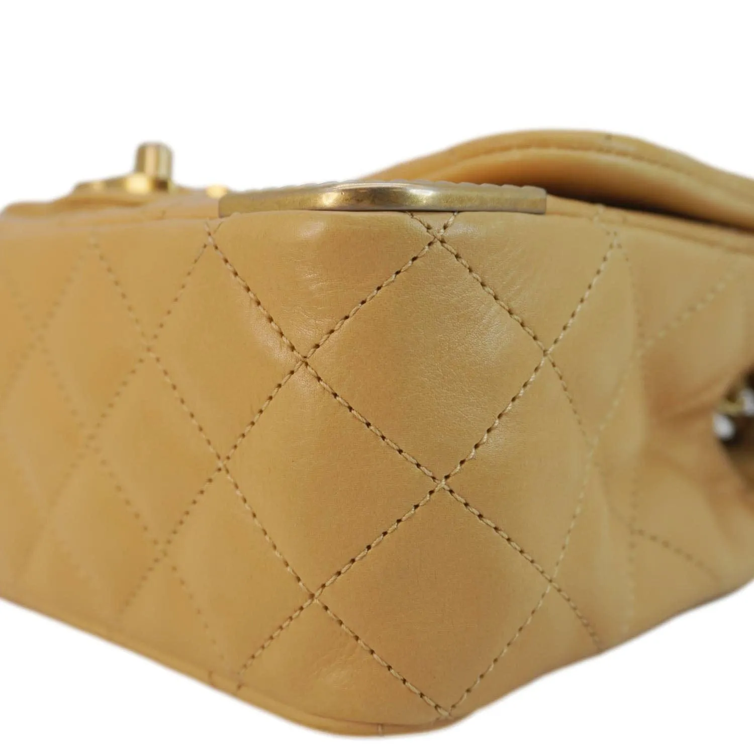 CHANEL Rock The Corner Flap Quilted Leather Shoulder Bag Beige