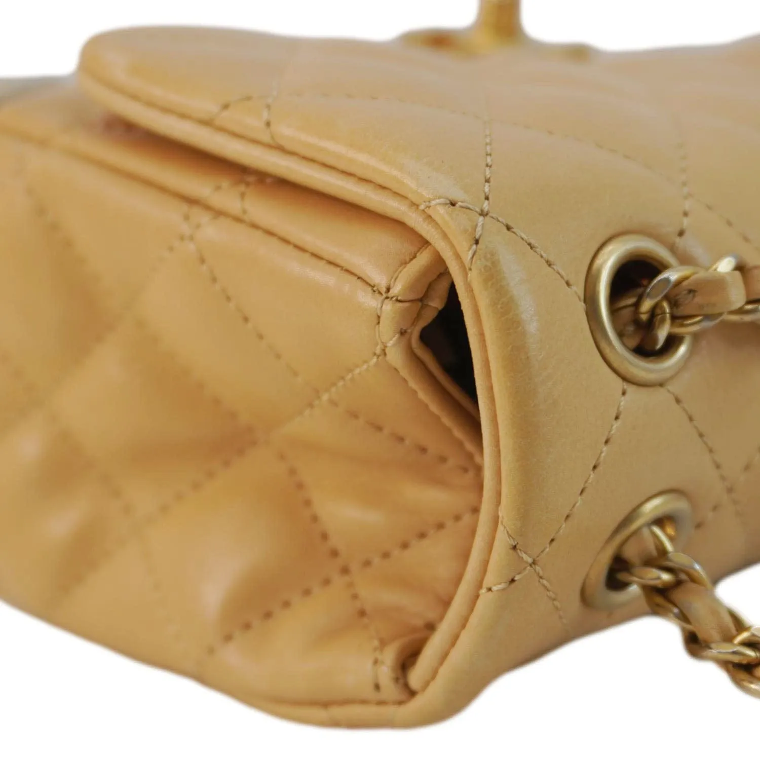 CHANEL Rock The Corner Flap Quilted Leather Shoulder Bag Beige
