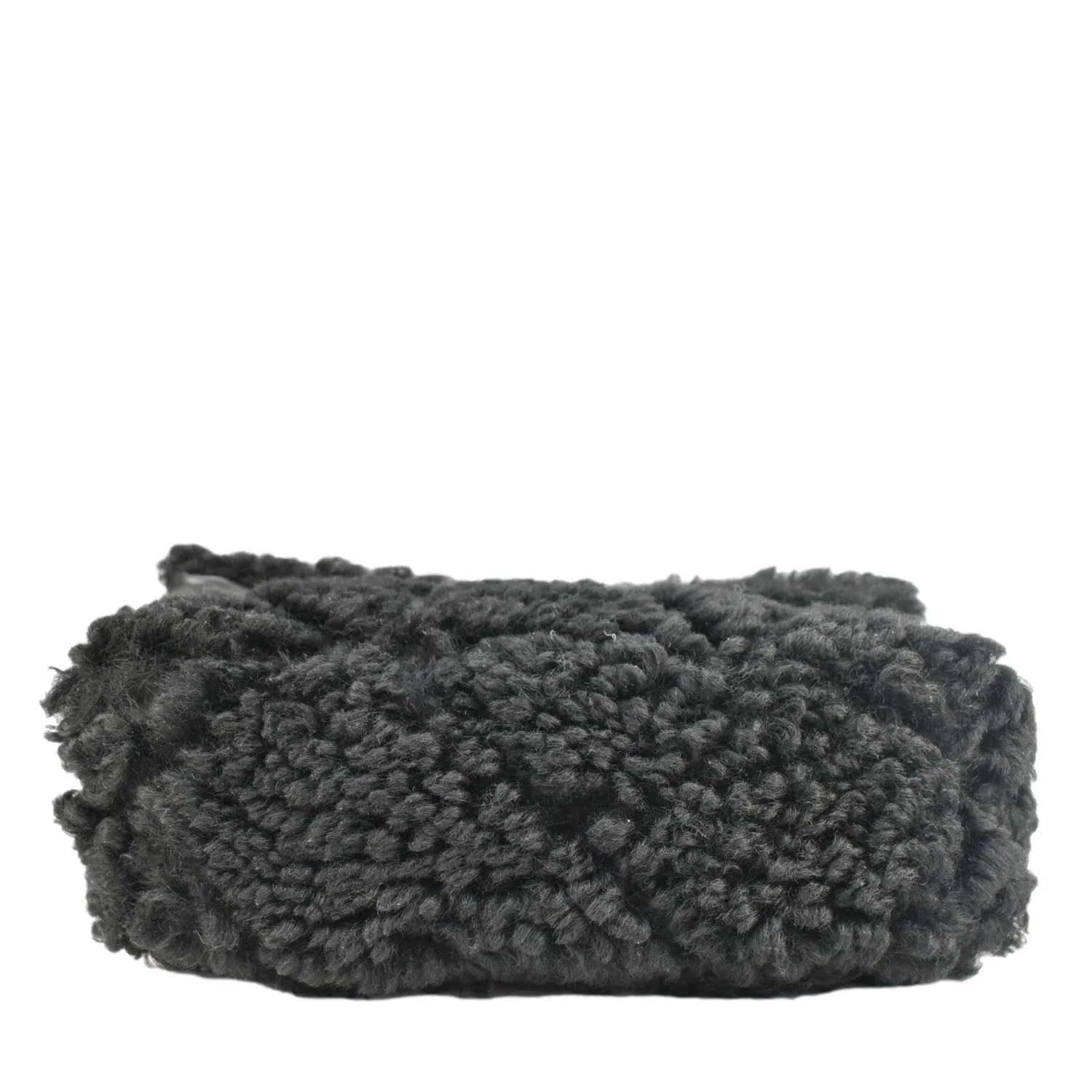 CHANEL Shearling 19 Flap Medium Sheepskin Shoulder Bag Black