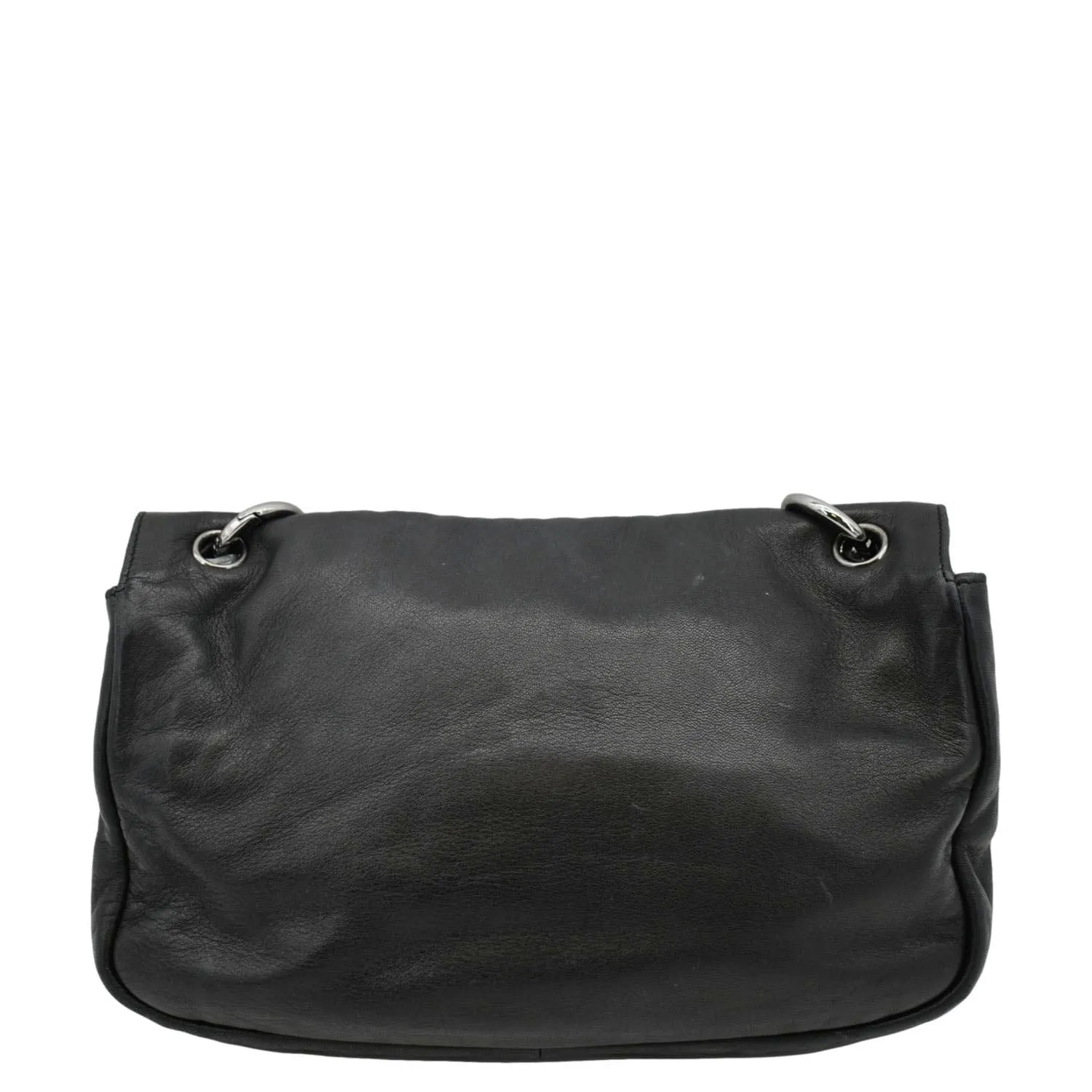CHANEL Soft and Chain Flap Leather Shoulder Bag Black