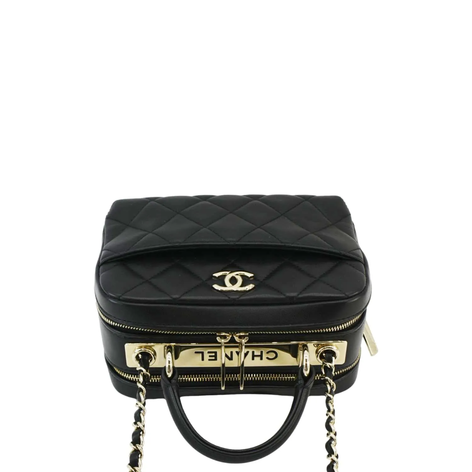 CHANEL Trendy CC Bowling Quilted Leather Shoulder Bag Black