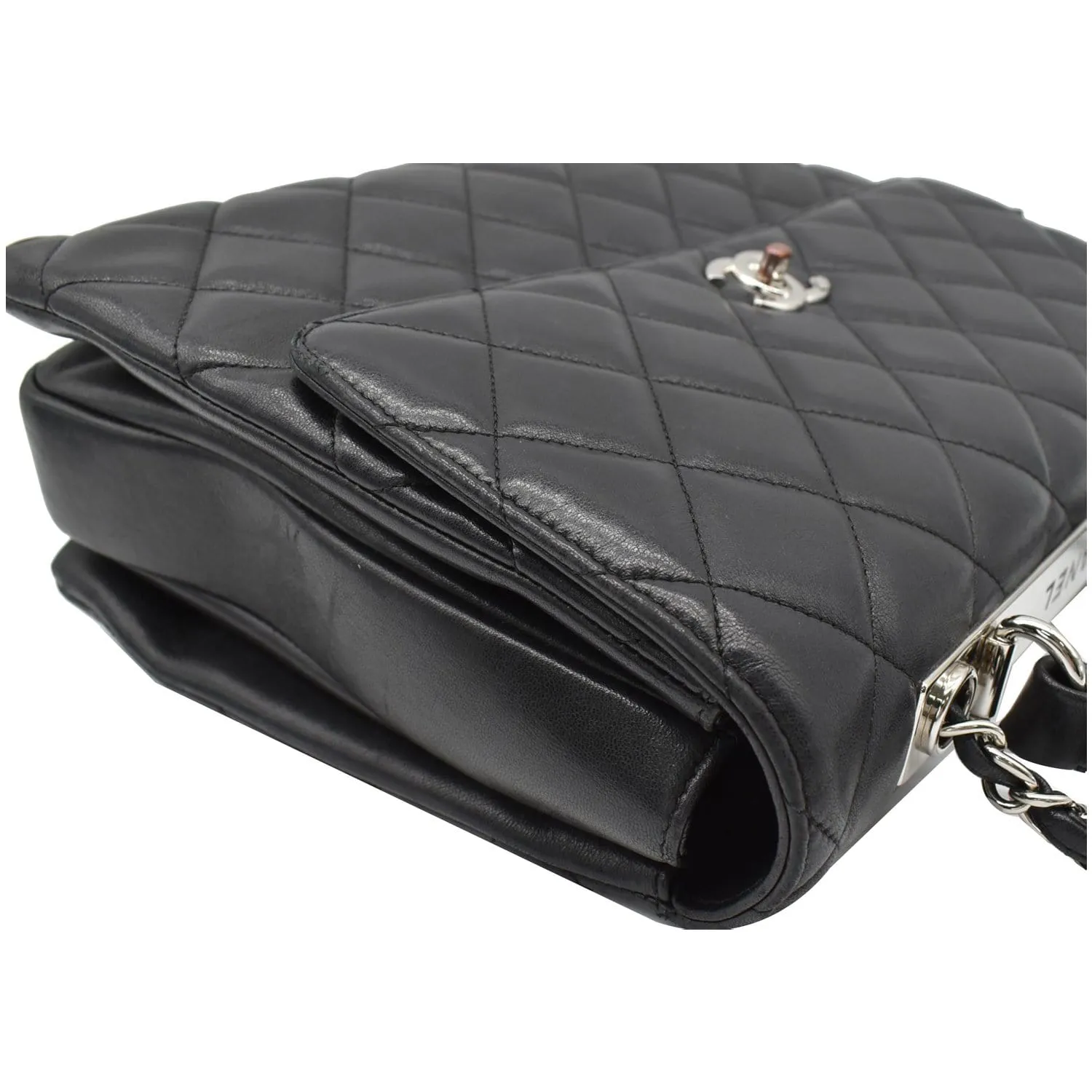 CHANEL Trendy CC Large Flap Quilted Lambskin Leather Shoulder Bag Black