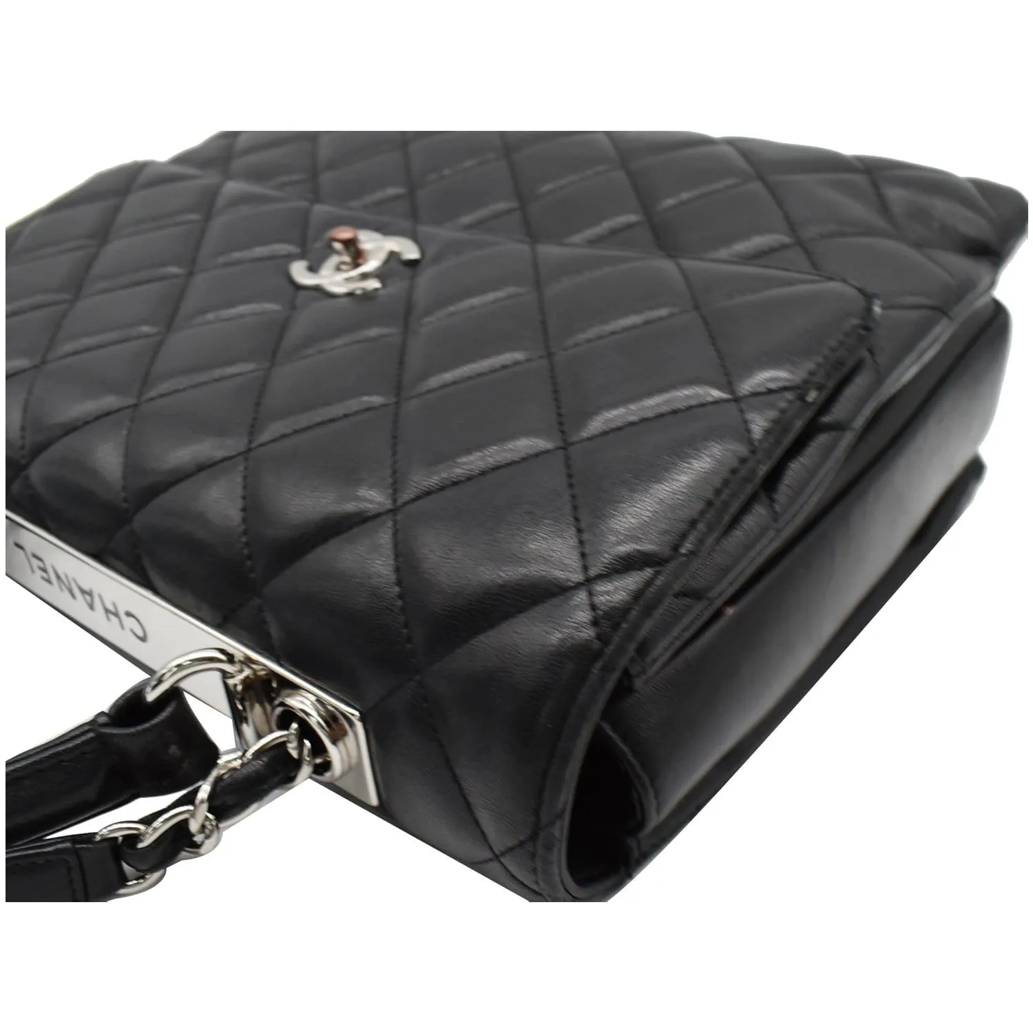 CHANEL Trendy CC Large Flap Quilted Lambskin Leather Shoulder Bag Black