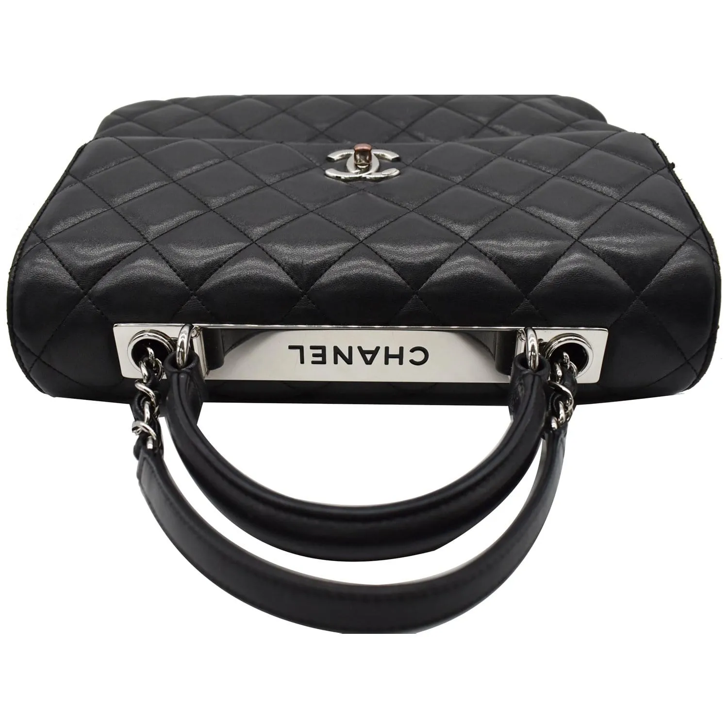 CHANEL Trendy CC Large Flap Quilted Lambskin Leather Shoulder Bag Black
