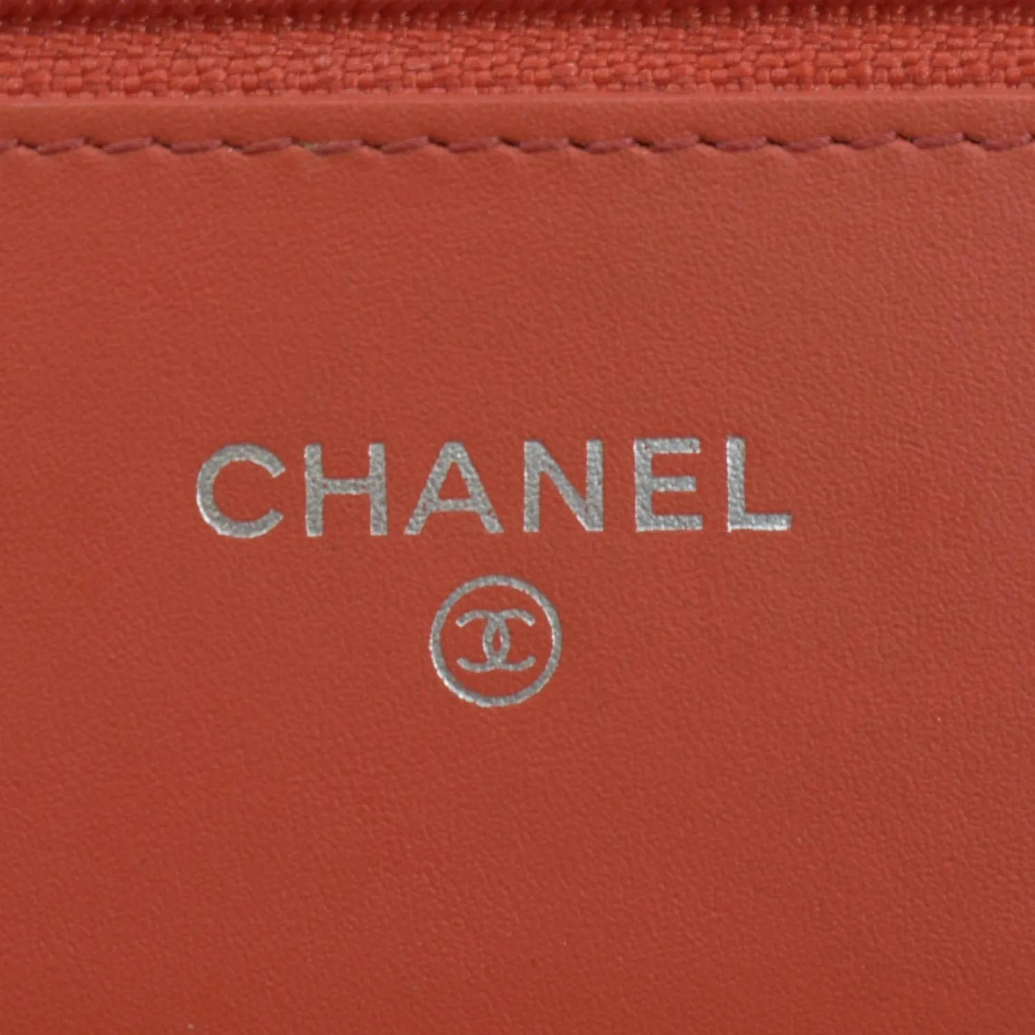 CHANEL WOC Quilted Leather Crossbody Wallet Red Orange