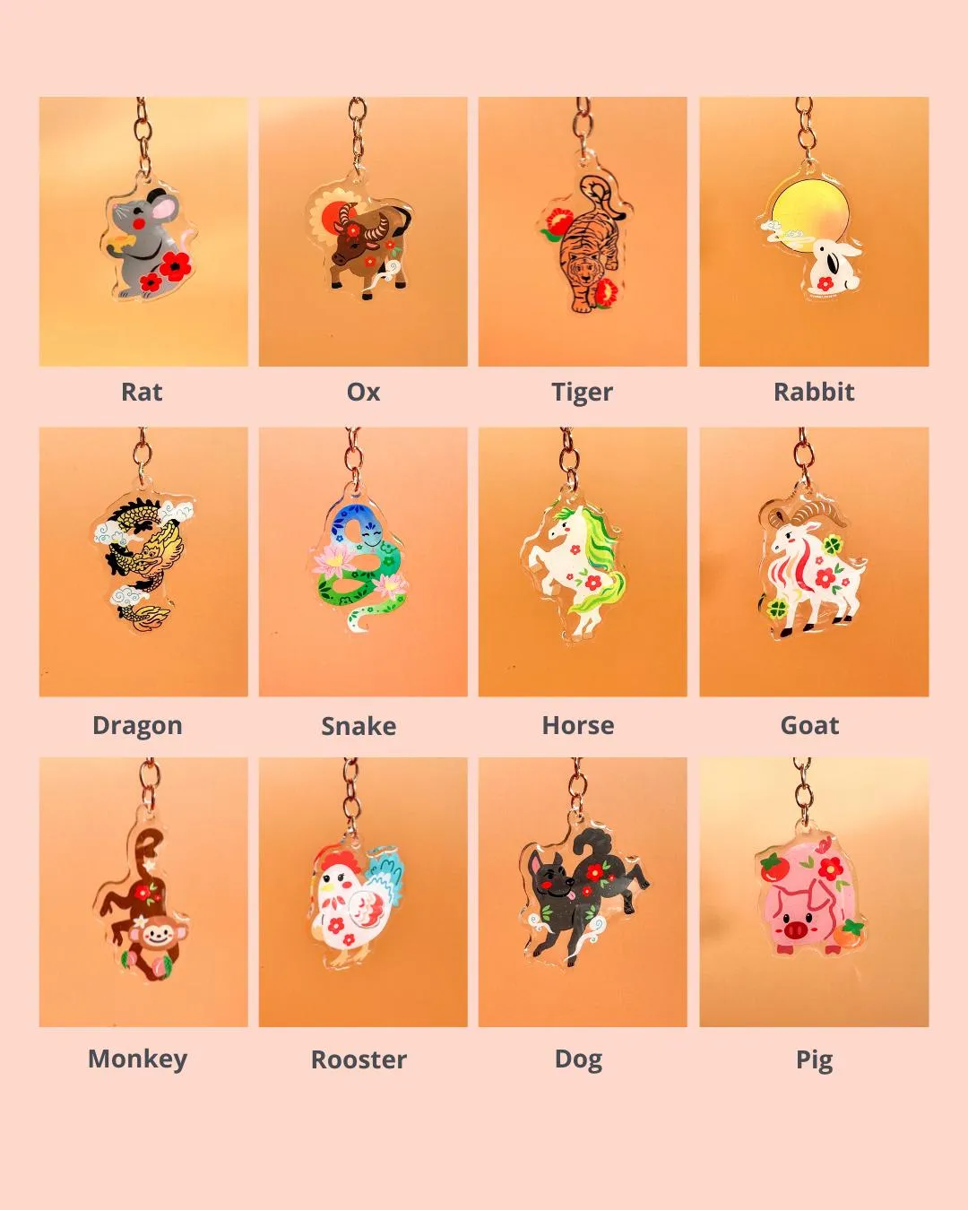 Chinese Zodiac Acrylic Keychain