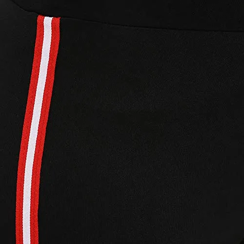CHKOKKO Women Striped Yoga Track Pants Stretchable Gym Tights Black Small