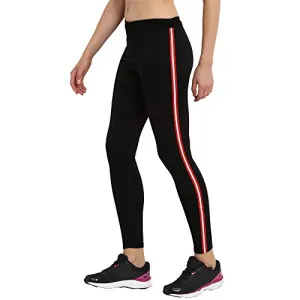 CHKOKKO Women Striped Yoga Track Pants Stretchable Gym Tights Black Small