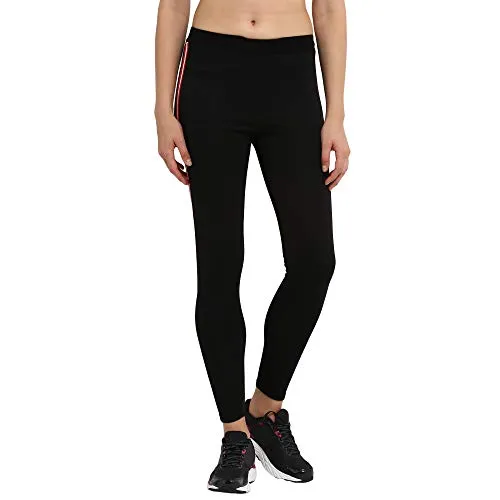 CHKOKKO Women Striped Yoga Track Pants Stretchable Gym Tights Black Small