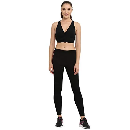 CHKOKKO Women Striped Yoga Track Pants Stretchable Gym Tights Black Small