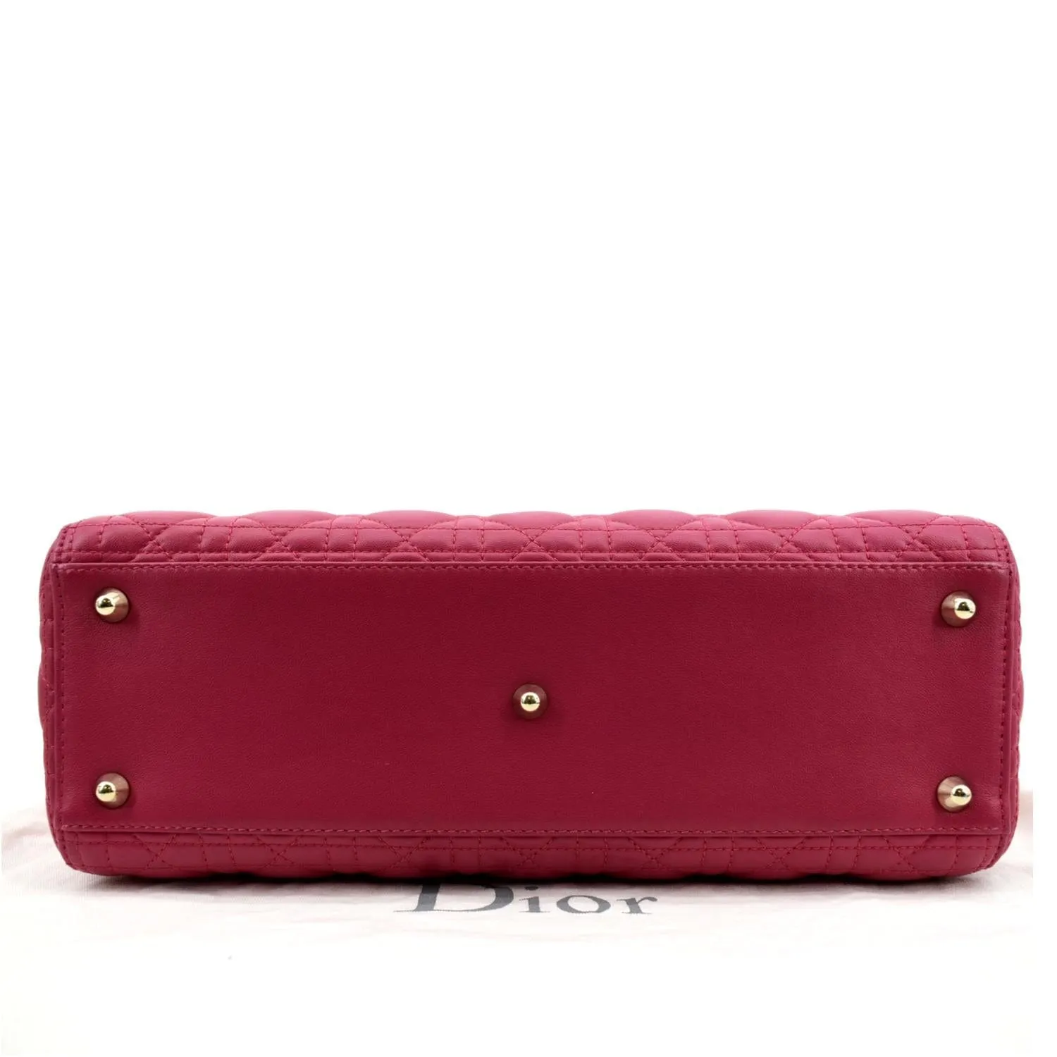 CHRISTIAN DIOR Large Lady Dior Cannage Lambskin Shoulder Bag Pink