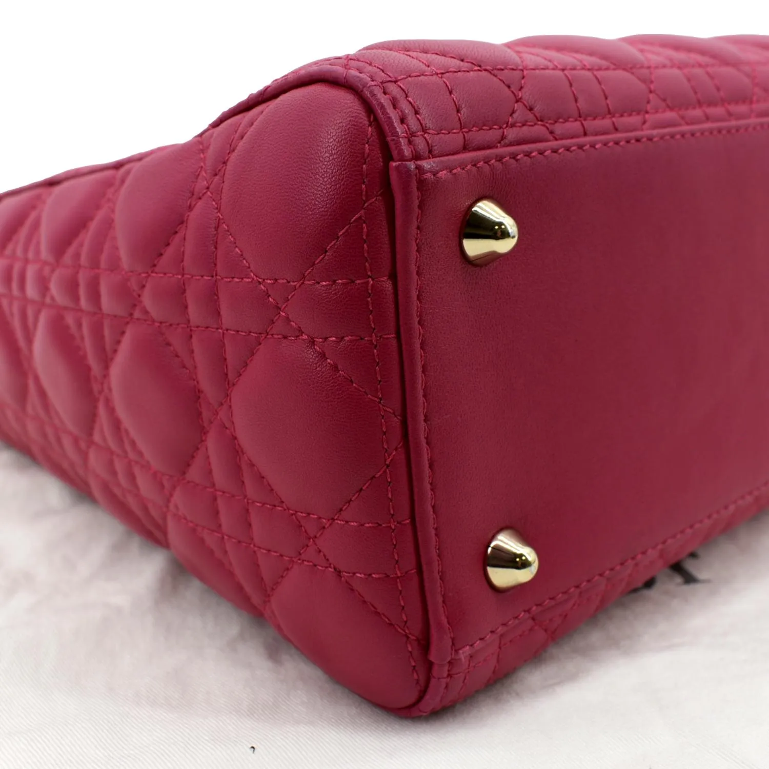 CHRISTIAN DIOR Large Lady Dior Cannage Lambskin Shoulder Bag Pink