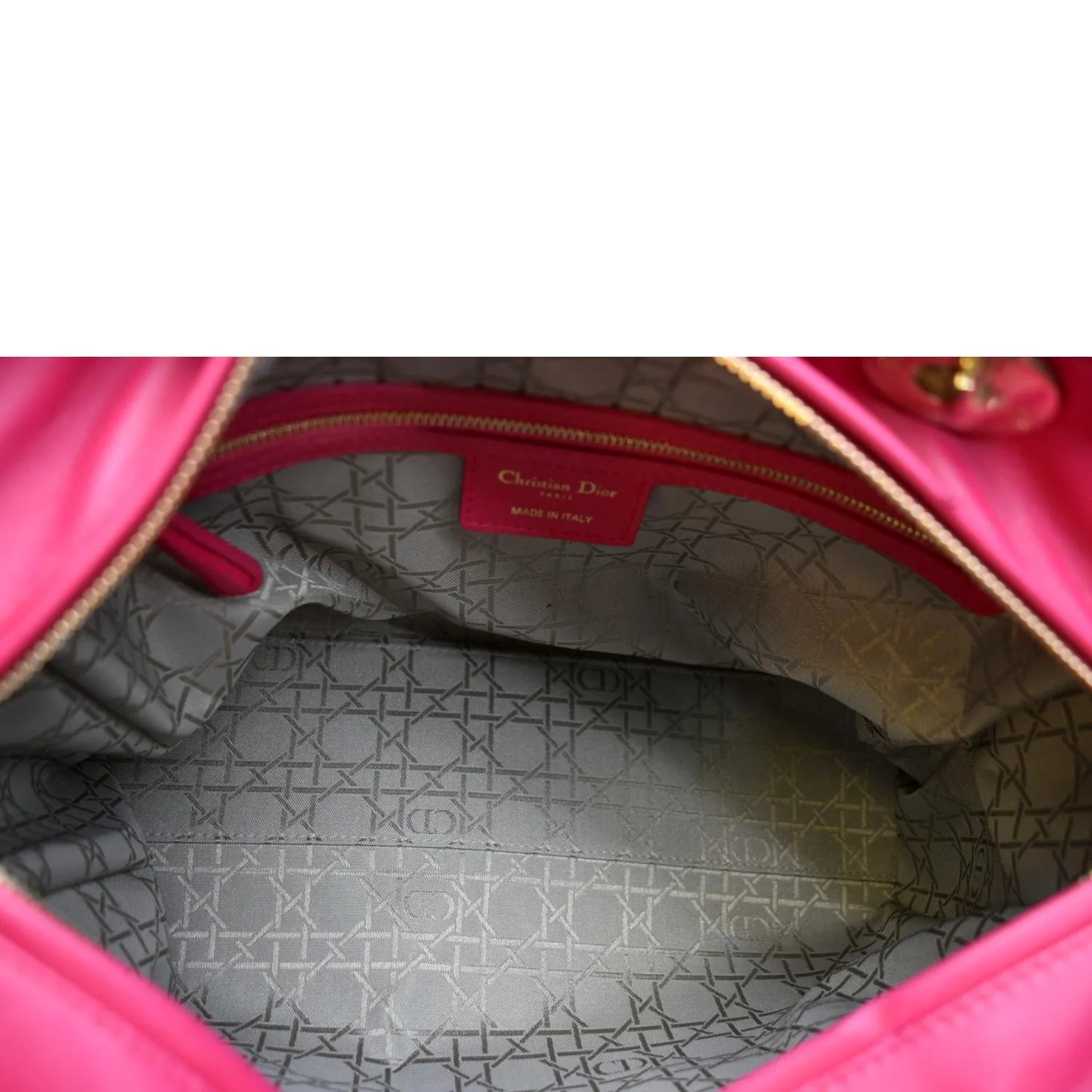 CHRISTIAN DIOR Large Lady Dior Cannage Lambskin Shoulder Bag Pink